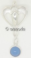 Pendentif Ange en argent orné d'un cabochon en Agathe Bleue