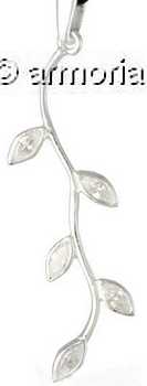 Pendentif Feuilles avec Zircon Blanc en argent