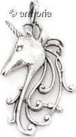 Pendentif Tête de Licorne en argent 
