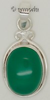 Pendentif ovale argent et pierre Onyx vert 