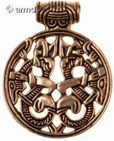 Pendentif viking Animaux entrelacés-réplique historique de Varby-en bronze