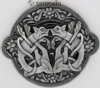 Boucle de ceinture 2 Chiens Celtes avec décor