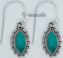 Boucles d'oreilles ovales en argent avec cabochon en Turkénite 