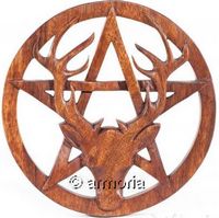 Tête de Cerf sur Pentacle en bois