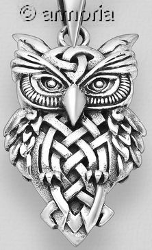 Pendentif Hibou Celte en argent 