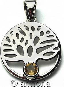 Pendentif Arbre de Vie en argent et citrine