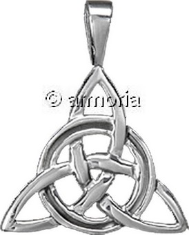 Pendentif Triquetra cercle rainuré en argent, 2.8 cm