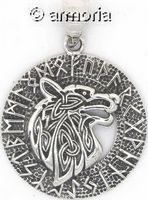 Pendentif Tête de Loup et Futhark en argent