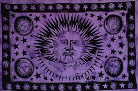Tenture Soleil et Lune violette, 140 x 210 cm