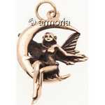 Pendentif  Fée assise sur la Lune en bronze 