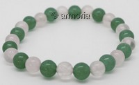 Bracelet de Perles en Aventurine et Quartz Rose 6 mm Taille Small 