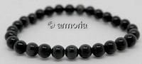 Bracelet de Perles Obsidienne en Oeil Céleste 6 mm Taille Small 