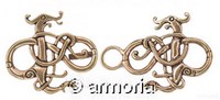 Fermoir de Cape Dragon Viking style Urnes en bronze 
