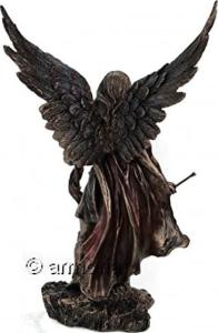 Figurine Archange Gabriel avec Trompette et Bâton aspect bronze marque Veronese 