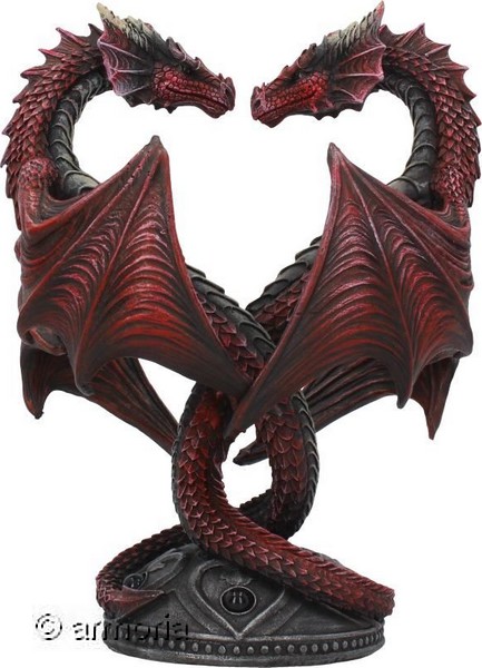 Figurine Bougeoir Dragons rouges entrelacés "Valentine's Edition" par Anne Stokes 