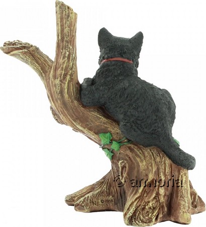 Figurine Chat Noir Sorcier sur branche d'Arbre 