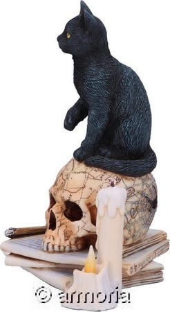 Figurine Chat Noir sur Crâne et Bougies "Spirits of Salem" de Lisa Parker