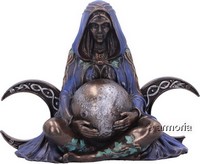 Figurine Déesse Mère Gaïa et Triple Lune finition bronze 