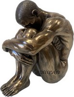 Figurine Homme Nu assis réfléchissant aspect bronze Marque Veronese