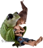 Figurine Lutin au Chapeau endormi avec Grenouille 