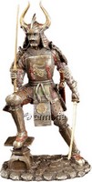 Figurine Samouraï avec Katanas d'après Derek W Frost aspect bronze marque Veronese 