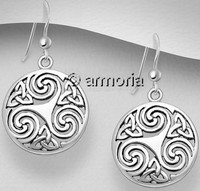 Boucles d'oreilles Triskel et Triquetras en argent