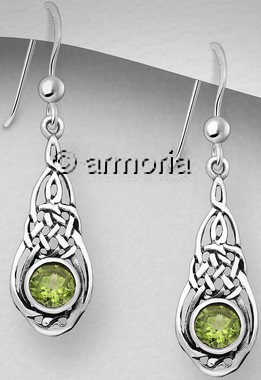 Boucles d'oreilles Entrelacs Celtes et péridot en argent