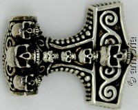 Pendentif Marteau de Thor aux 7 crânes en argent