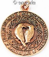 Pendentif Corbeaux Hugin et Munin en bronze 