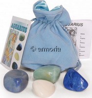 Pochette Aquarius (Verseau) 4 pierres roulées