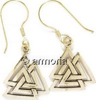 Boucles d'Oreilles Viking Valknut Noeud d'Odin en bronze 