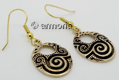 Boucles d'oreilles Celtes avec spirales en bronze 