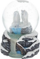 Boule à Neige deux loups blancs "Warriors of Winter"de Lisa Parker 