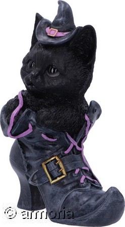 Figurine Chat noir dans une Chaussure de Sorcière 