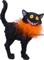 Figurine Chat noir déjanté moumoute orange 