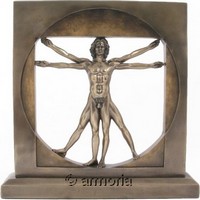 Figurine Homme de Vitruve par Leonard de Vinci aspect bronze Marque Veronese