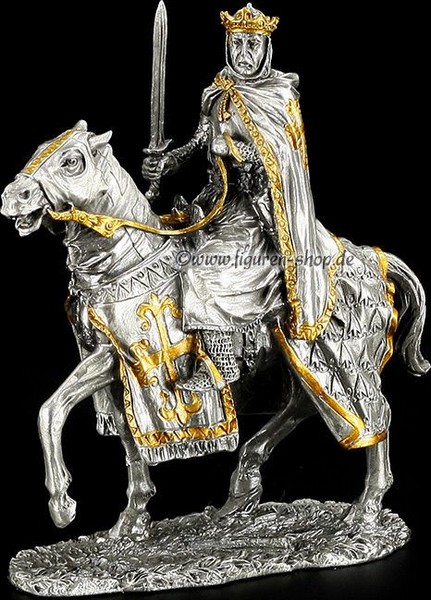 Figurine Roi en armure à Cheval en Etain 