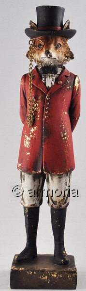 Figurine Rusé Renard anthropomorphe en Costume de Chasse au Pays des Merveilles