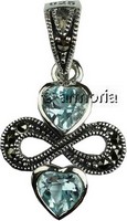 Pendentif Double Coeur et Entrelacs avec Topaze en argent