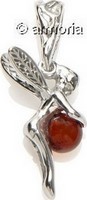 Pendentif Fée en argent avec Boule en Ambre