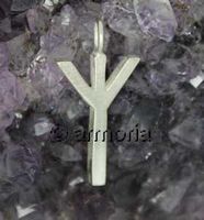 Pendentif Rune Elhaz ou Algiz en argent 