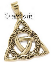 Pendentif Triquetra cerclé Spirales en bronze  