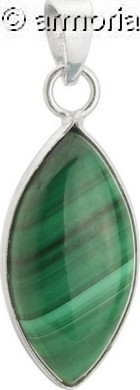 Pendentif Malachite forme marquise et argent 