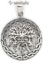 Pendentif Green Man cerclé en argent 