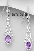 Boucles d'oreilles Entrelacs Celtes en argent et améthyste