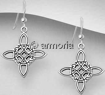 Boucles d'oreilles Noeud de Sorcière en argent liseré noir