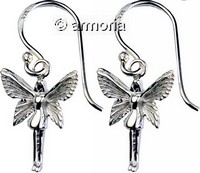 Boucles d'oreilles Fée de face en argent