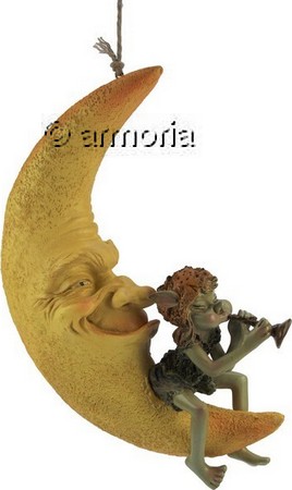 Figurine Pixie Musicien assis sur la Lune