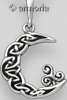 Pendentif Lune Celte et Triskel en argent