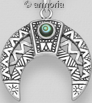 Pendentif motif corne en argent avec nacre